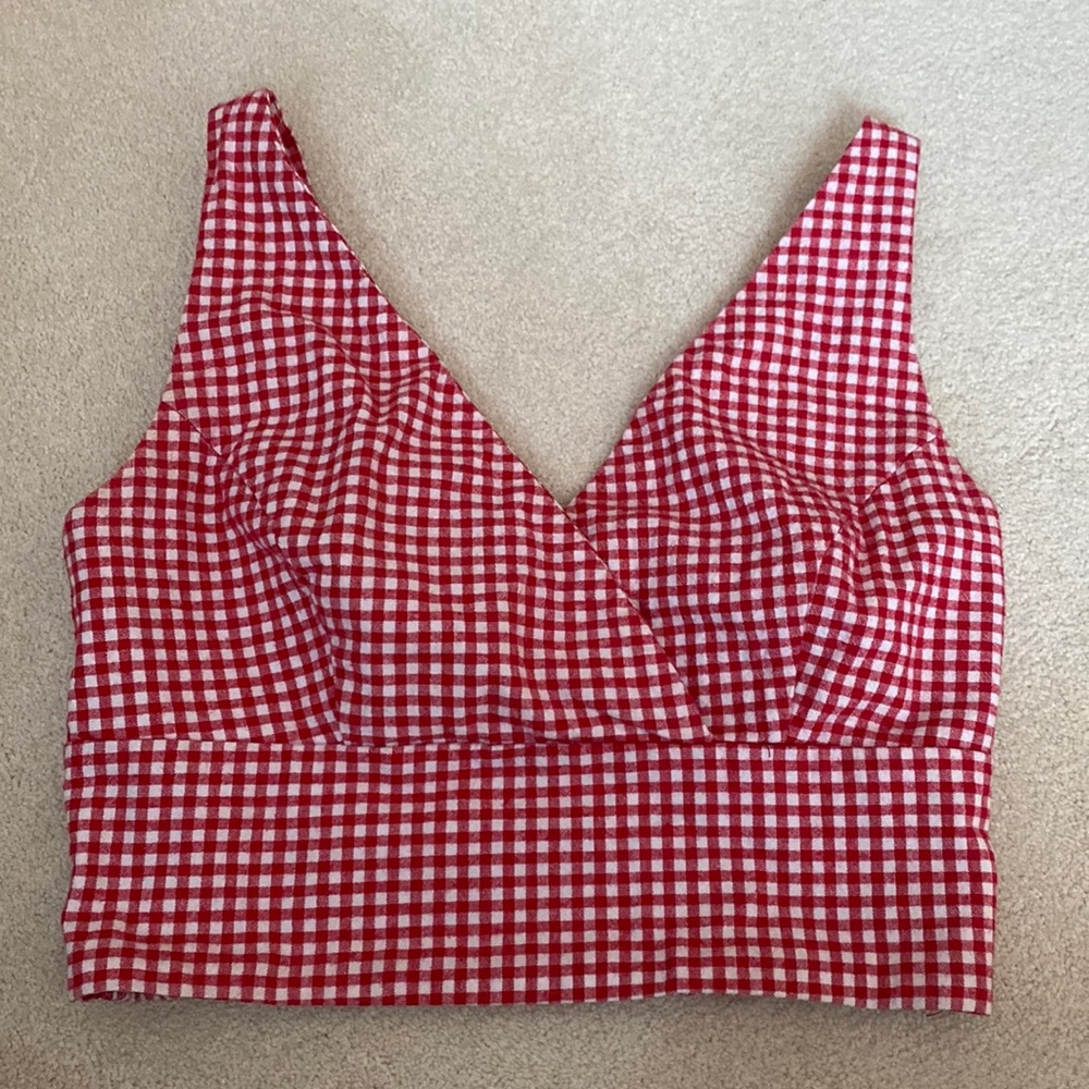 John Galt plaid red and white top SOLD
